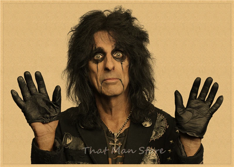 ROCK Alice Cooper retro Kraft Paper Poster vintage Wall Sticker Living Room Painting bar home pub cafe decor - Color: Burgundy