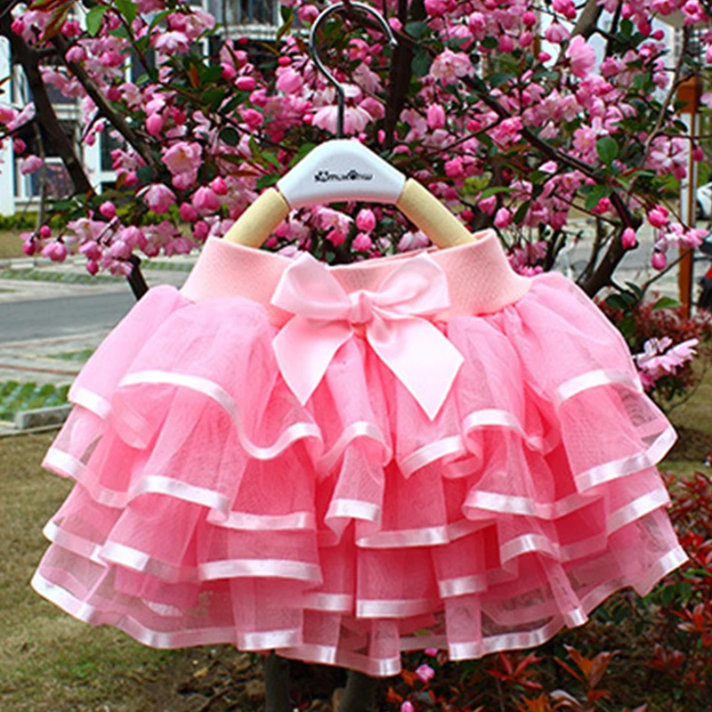 Baby Girls Fluffy Skirt 2-10 Years Pettiskirt Solid 4 Layers Tutu Mini Skirts Girl Dance Skirt Clothes Christmas Tulle Petticoat images - 6