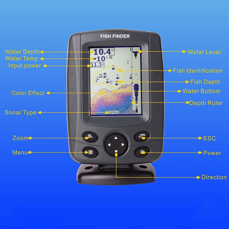 SEWS-портативный 3,5-дюймовый lcd локатор Локатор для рыб от 0,6 м до 80 м 200 кГц/83 кГц Dice Feix детектор глубины рыбы Finder FF688C