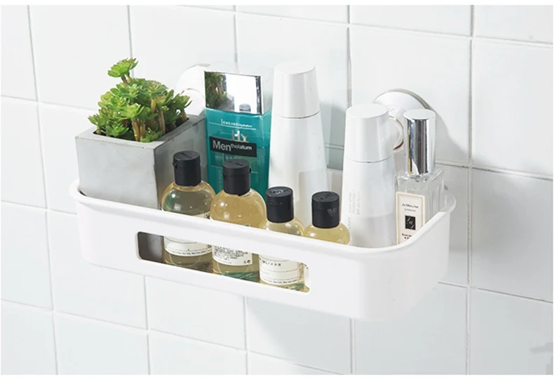 KLX High quality bathroom Vacuum Strong Suction cup shelf Kitchen Punch free No trace Spice rack home Storage makeup organizer