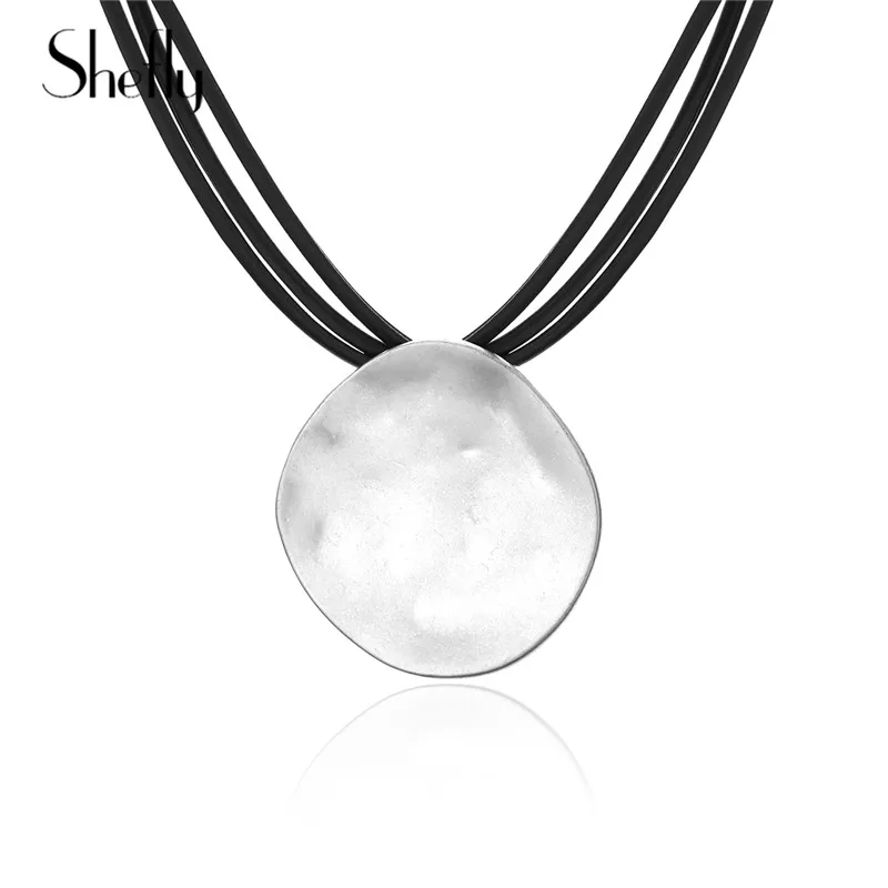 Винтажное большое круглое ожерелье с подвеской цветные Многослойные Кожаные