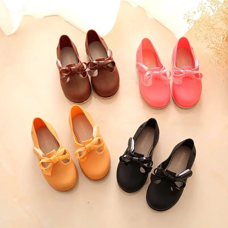 Mini Melissa/Новинка года; сандалии для девочек; обувь для маленьких принцесс; сандалии для мальчиков; прозрачная обувь; сандалии с большим бантом; 14-16,5 см