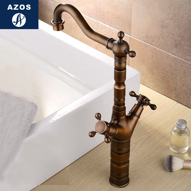 

Azos Above Counter Basin Faucet Soft Basin Brass Chrome Cold and Hot Switch Laundry Pool Sink Shower Room Round MPDKF17