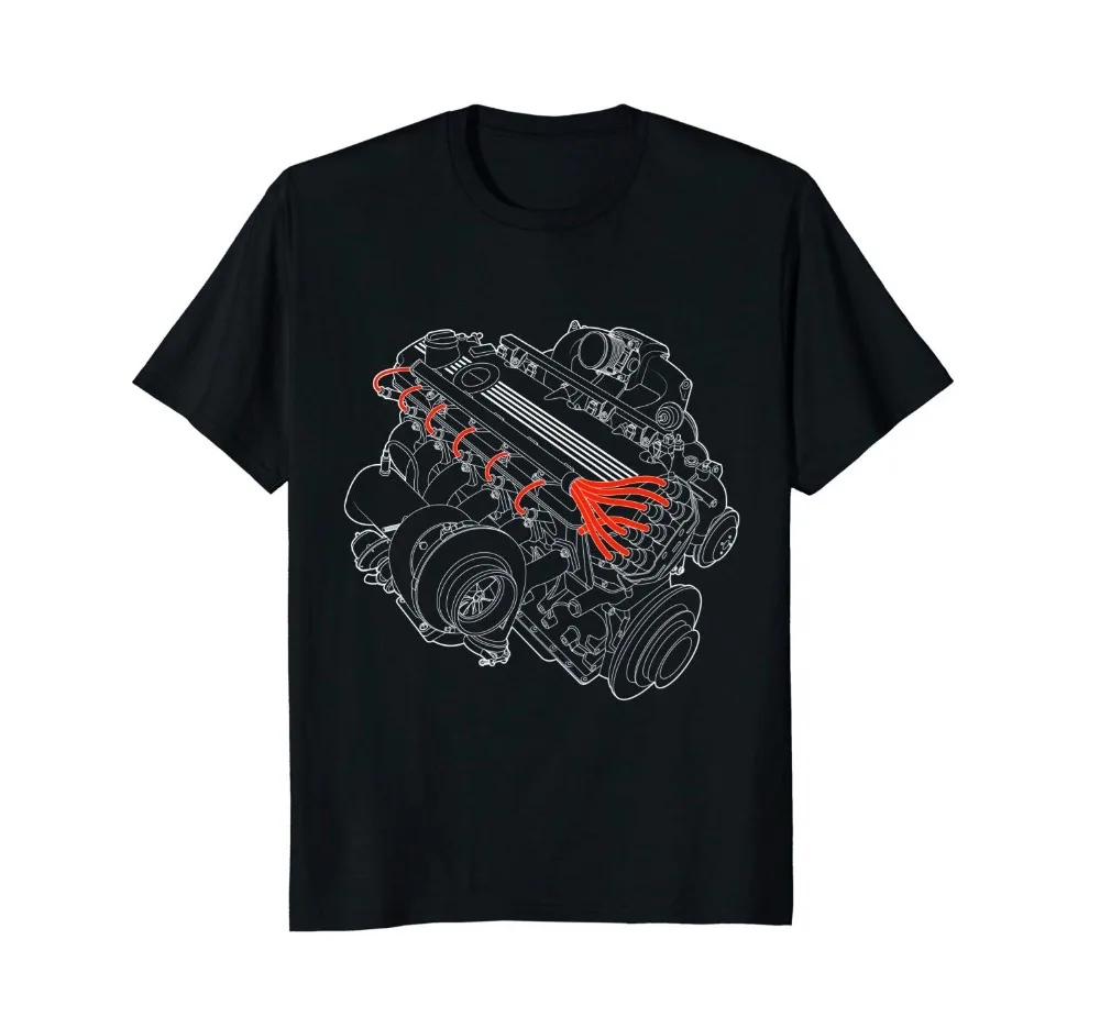 

Vintage Race Turbo Inline Big 6 Engine 2019 Summer Fashion Style Men New High Quality Custom Printed Cool T Shirts