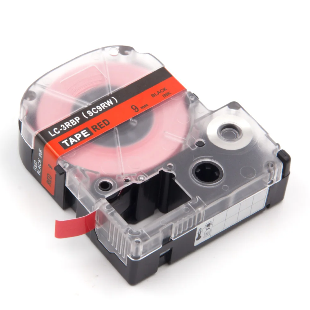 Absonic 9 мм * 8 м черный на красной ленте кассеты SC9RW LC-3RBP замена для EPSON Label Maker LW-400 LW-500