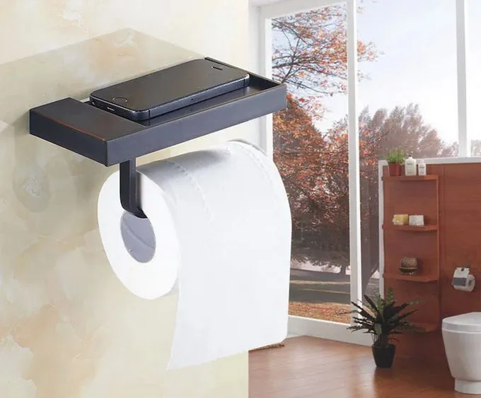 

Black Oil Rubbed Brass Square Wall Mounted Bathroom Toilet Paper Roll Holder Shelf Bathroom Accessory mba195