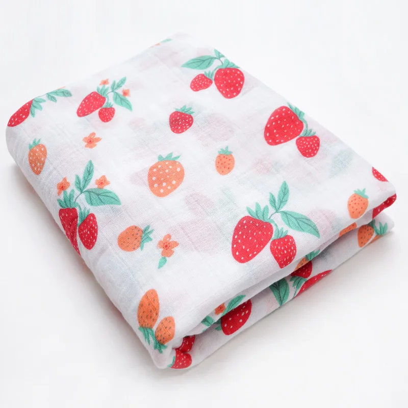 Strawberry Хлопковые детские одеяла для новорожденных, супер мягкие детские месячные одеяла, подгузники из муслина, пеленка для младенцев, детское банное полотенце, одежда для коляски - Цвет: Strawberry