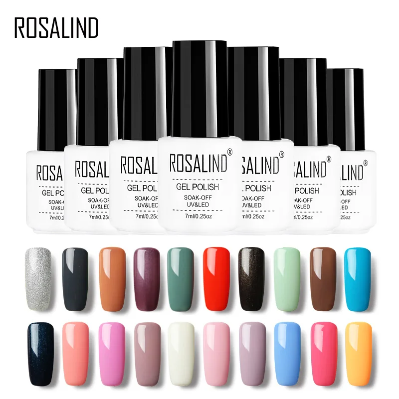 Гель лак для ногтей ROSALIND 7 мл белая бутылка маникюра серия однотонных