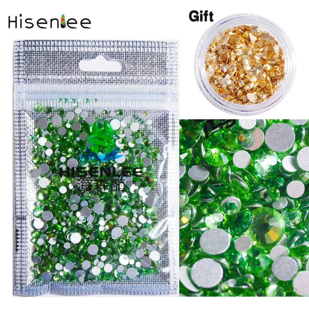 Hisenlee, 1000 шт, SS4-SS30, разные размеры, стразы с кристаллами, 15 цветов, для дизайна ногтей, стразы с блестками, шпильки для ногтей, художественные украшения - Цвет: 007