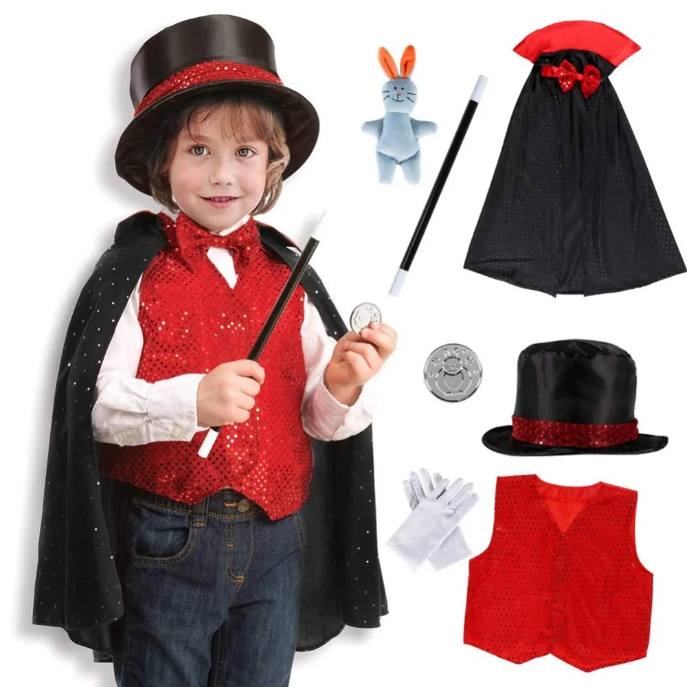 Фото Bobasatop костюм мага детский маскарадный для хеллоуина маг модные аксессуары