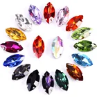 Цветные стразы для пришивания конский глаз, 5 размеров, стразы с плоским основанием, Наветт стеклянные, стразы для пришивания, B0369