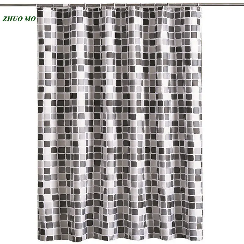 

ZHUO MO-Mosaic Style Bathroom Shower Curtain with Hooks, Thick Waterproof Polyester, Mildew Proof, Bath Tub, Fashion