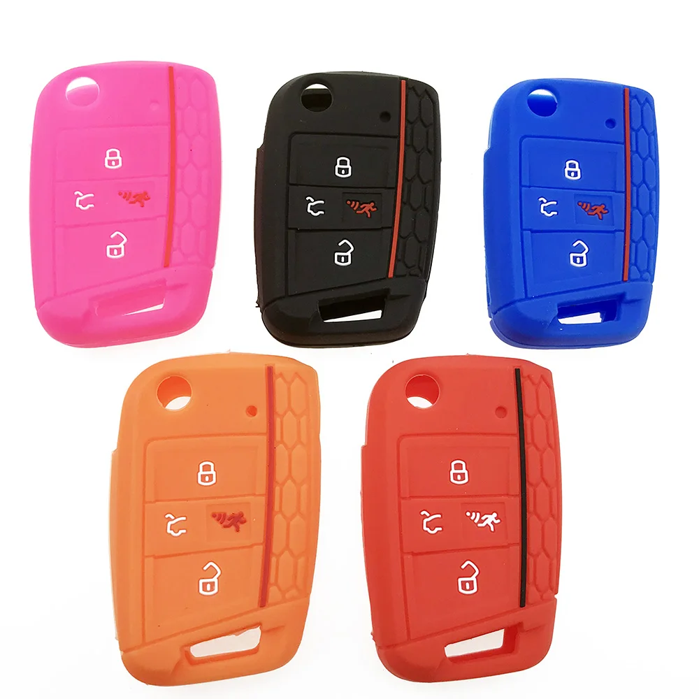 1 шт. силиконовый чехол для ключей VW Polo Golf 7 MK7 Tiguan Skoda Octavia Kodiaq Karoq SEAT Ateca Leon