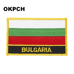 Национальный вышитый прямоугольный патч значок пришивной или Железный на военный значок - Окраска металла: PT0032-R