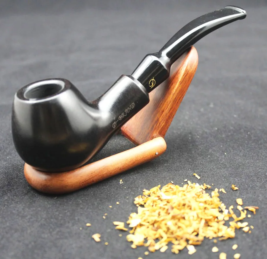 

Handmade Ebony Wood Tobacco Smoking Pipe Round Wooden Pipe + Pouch + Stand/Holder + 10pcs 9mm Pipe Filters Smoking Set 304