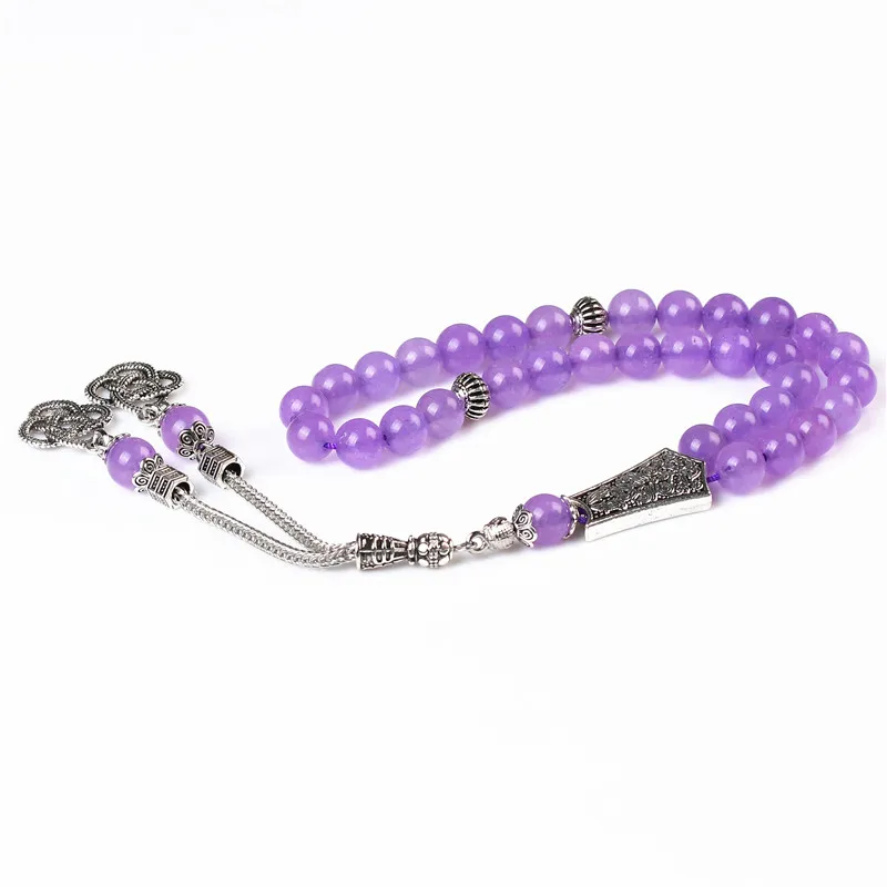 LOSHEREN религиозные браслеты 33 мусульманские четки Классический Шарм Tasbih для мужчин женщин Jewelry Исламская Misbaha - Окраска металла: Покрытие антикварным серебром