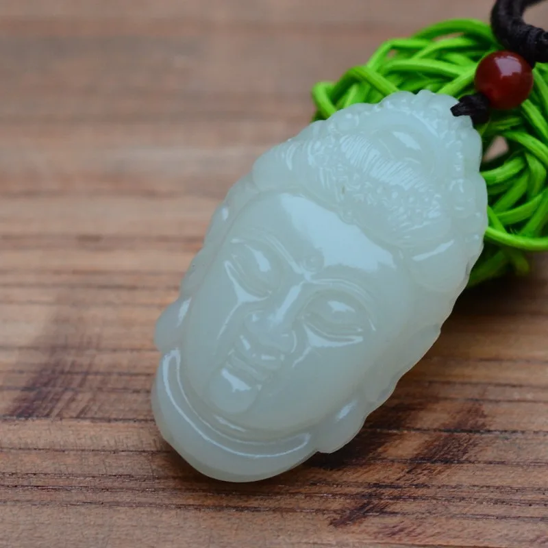 Подвеска из природного белого Афганистана с нефритом Гуаньинь Бодхисаттва