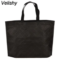 velishy 1pcs candy color grocery eco friendly tote reusable portable women shopping bag waterproof strong folding handbag