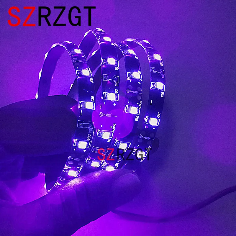1 м черный PCB SMD 2835 UV гибкий Светодиодные ленты светильник 12В водить 60leds/m 395 405nm