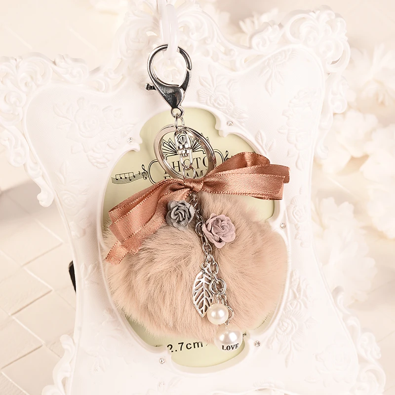 Пушистый меховой шар брелок жемчуг брелоки с помпонами помпон Porte Clef Charm|pompon