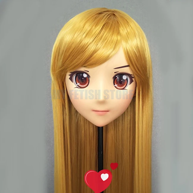 (Jiang 04) Женская милая девочка резиновая полуголовая маска кигуруми с BJD глазами