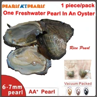 100pcs 6 7mm single aa rice cultured fresh water pearl with vacuum packed pearl in oyster with natural pearls