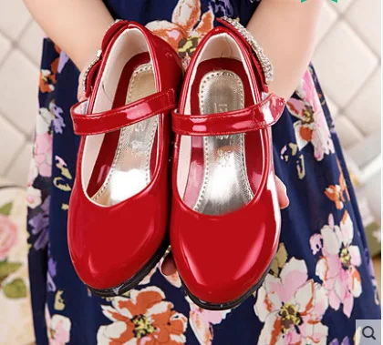 

NEW Kids Girls Shoes Bowknot Rhinestone Leather Shoes School Girls Dress Sneakers Spring Autumn Wedding Party Dress Shoe
