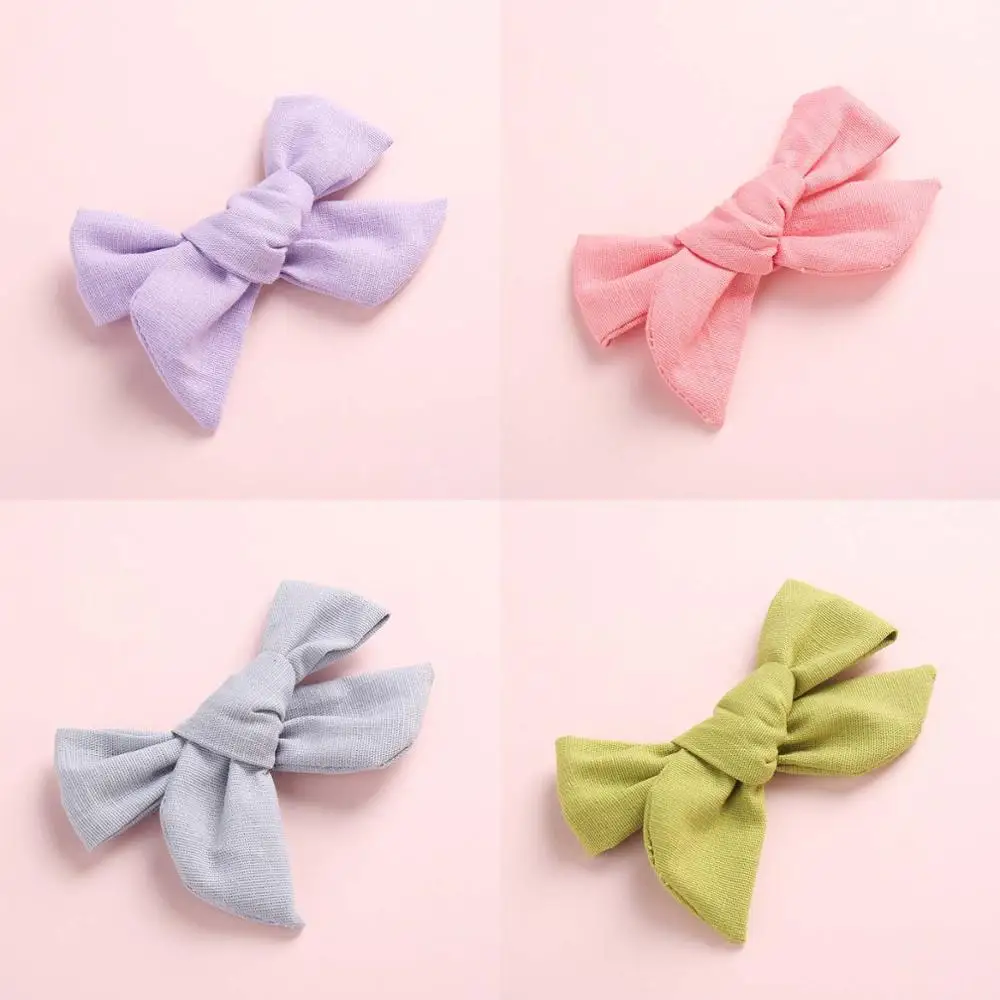 Set 20 with hairclip 4 шт./партия, ручная вязка, хлопок, лен, бант из нейлона, повязка на голову, бант для школьницы, аксессуары для волос - Цвет: Set 20 with hairclip