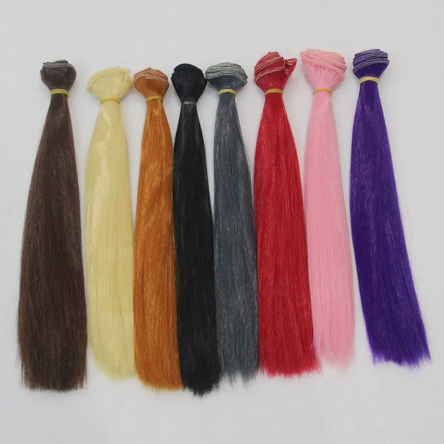 1 шт 25*100 см коричневый Flaxen кофе натуральный цвет парик куклы прямые толстые