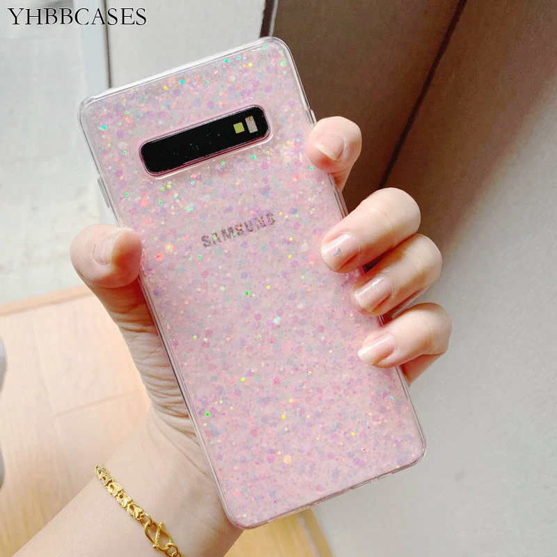 Чехлы YHBBCASES для Samsung Galaxy S8 S9 S10 Plus Модный яркий прозрачный мягкий чехол с блестками