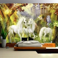custom mural fantasy forest white horse wallpaper european style 3d photo wallpaper bedside living room home decor 3d frescoes