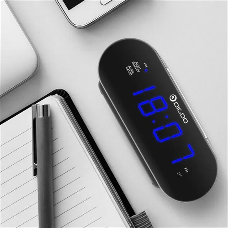 DIGOO DG-FR200, умный светодиодный Будильник с цифровым дисплеем, с fm-радио, регулируемая громкость, двойной будильник на каждый день