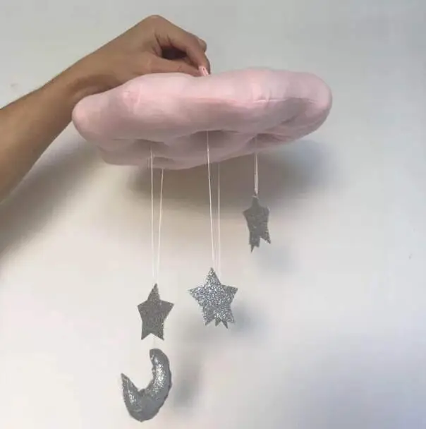 Pink Cloud Silver st Милый детский мобильный хлопковый шатер с Луной и звездой, Настенный декор, игрушки в скандинавском стиле, декор для детской комнаты, реквизит для фотосессии, декор для детской спальни - Цвет: Pink Cloud Silver st