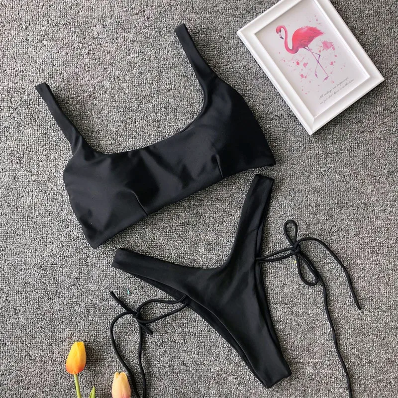 Сексуальные купальные костюмы V-Neck бандажные женские стринги бикини Для женщин бикини неоновой высокое Монокини Пляжная одежда Одна деталь купальника - Цвет: 08C303 black