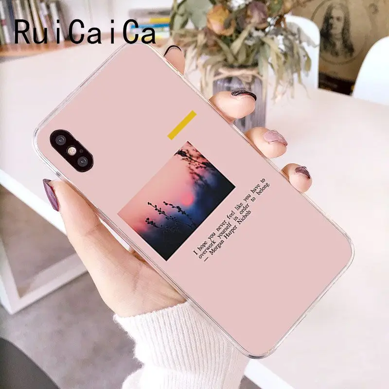 RuiCaiCa набор розового фона граффити Стик рисунок текст чехол для телефона iPhone 8 7 6 6S