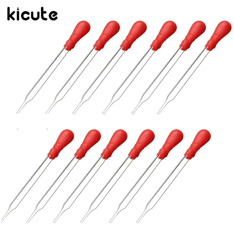 Kicute 12 шт стеклянная пипетка капельница с Красной резиновой крышкой для