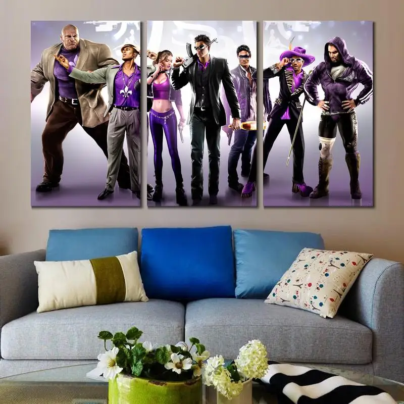 Холст искусство фотографии 3 компл. saints row третий принт живопись для декор в