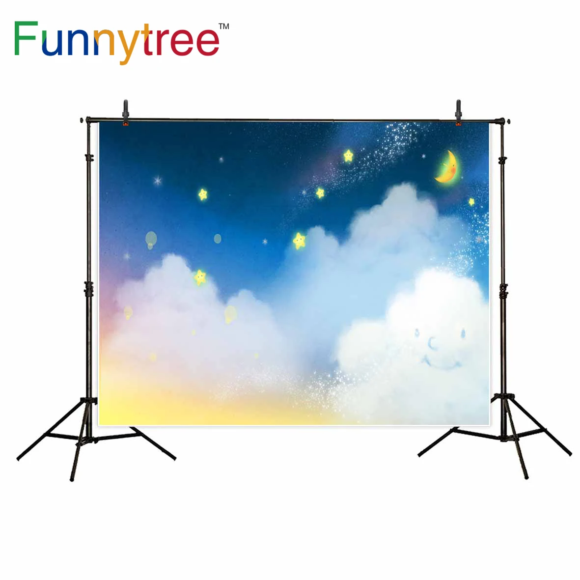 

Фон для фотосъемки Funnytree Сказочная ночь луна облако мультфильм детский фон фотография
