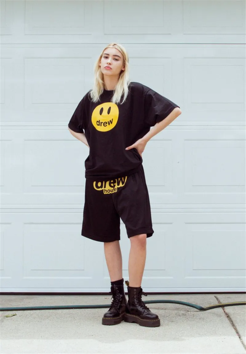 Drew House Футболка мужская женская “drew” Футболка с принтом "экран" высококачественный хлопок Secret SS Tee Джастин Бибер
