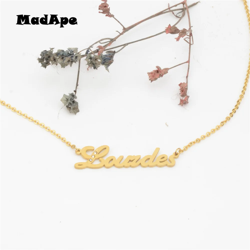MadApe &quotLourdes&quot Name Necklace 316L Stainless Steel Pendant Chain Custom Personalized For Men Women Jewlry | Украшения и