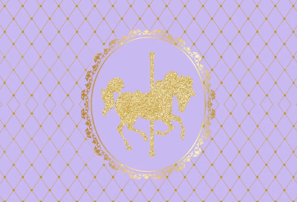 

7x5 футов Фиолетовый Бриллиант Узор Карусель лошадь Корона пользовательский фото студия фон винил 220 см x 150 см