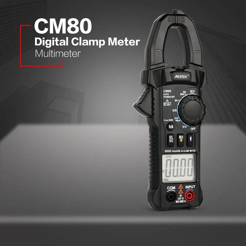 MESTEK CM80 цифровой клещи истинный RMS мультиметр 5999 отсчетов AC/DC Вольт Ампер Ом
