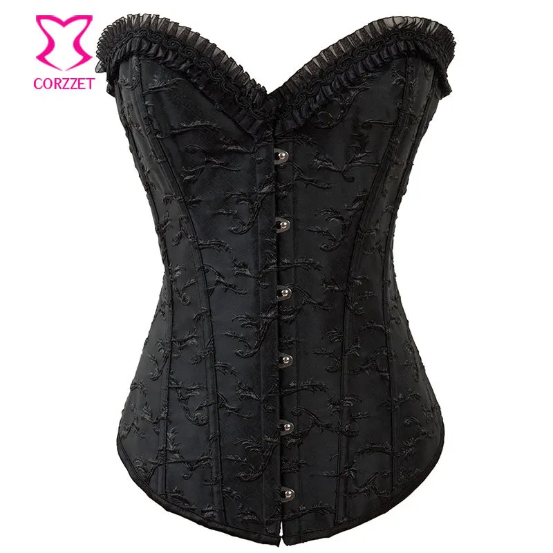 Женский утягивающий корсет Черный из жаккардовой стали с отделкой в виде