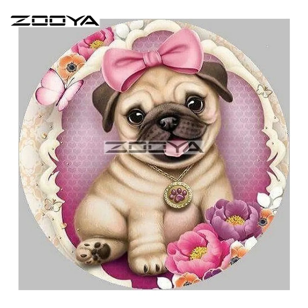 ZOOYA Алмазная вышивка 5D маленькая багажная коробка с бантом животное алмазная