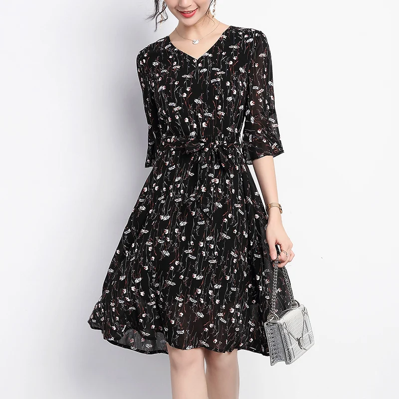 Винтажное Черное Мини Летнее платье 2020 пляжное корейское с цветочным рисунком