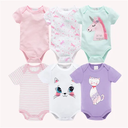 HY21752223 Kavkas/Боди для маленьких девочек 3, 6 предметов, bebe, летняя хлопковая одежда с короткими рукавами для маленьких девочек, комбинезон для новорожденных 0-12 месяцев, Одежда для младенцев - Цвет: HY21752223