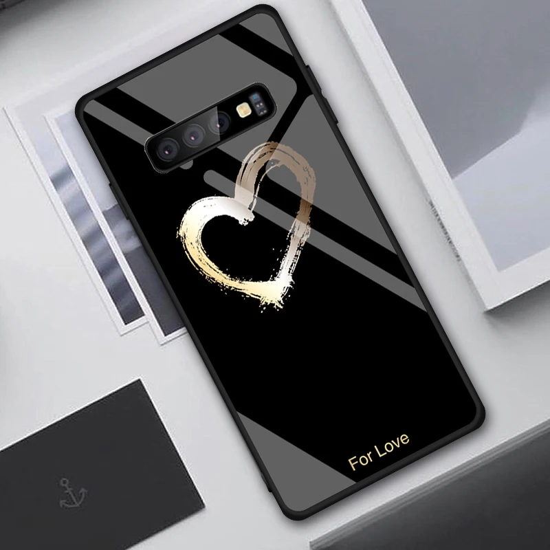 03 Чехол из закаленного стекла для samsung Galaxy S10 S9 S8 Plus S10e A7 Note 9 8 противоударный чехол градиентный чехол с изображением звезд - Цвет: 03