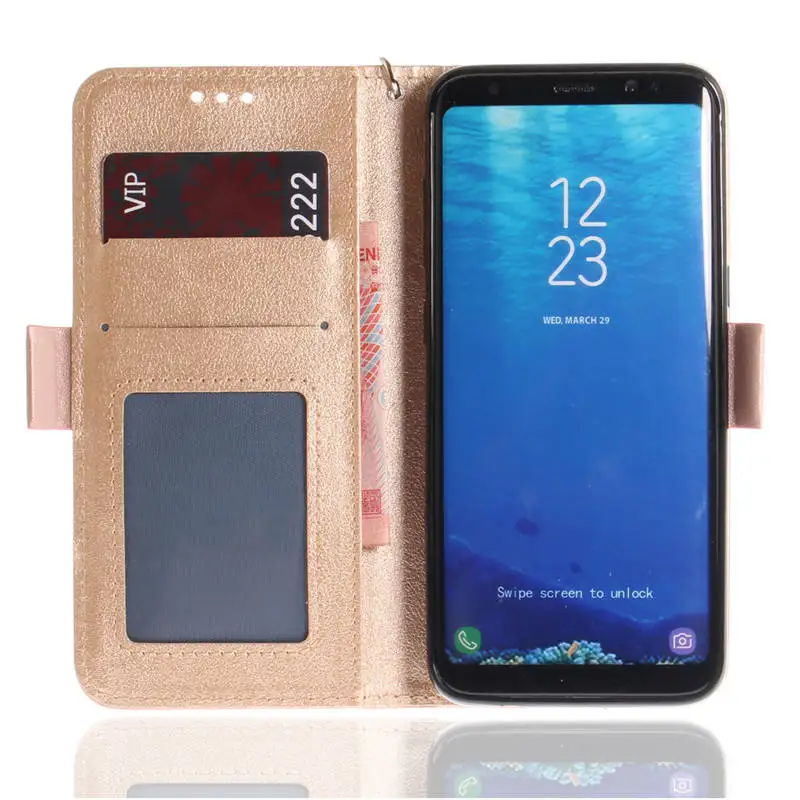 Чехол для samsung Galaxy S8 плюс + красочные бабочки Флип кожаный чехол S7 край S7E Coque стенд