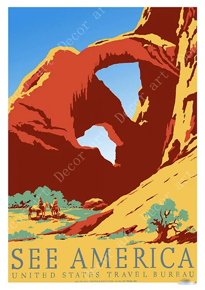 Постер для путешествий в Западном национальном парке см. Америку картины на