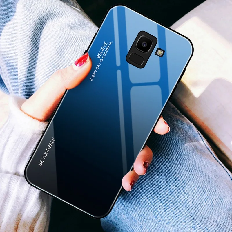 1 шт Для samsung Galaxy J4 Plus J6 Plus анти-чехол от царапин мягкий край закаленное стекло твердая задняя крышка для Galaxy A6 Plus A8 Plus